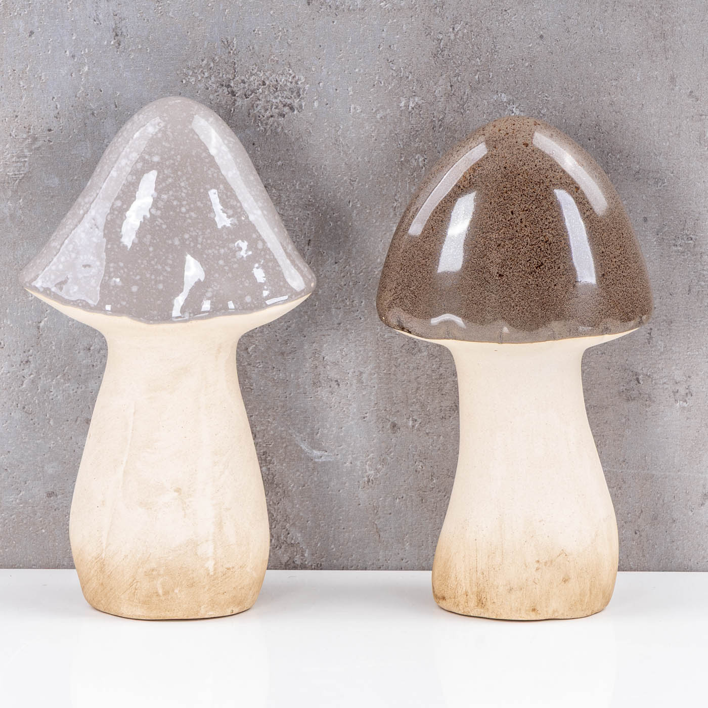 Deko Porzellan Pilz 2er Set Grau Taupe Tischdeko Herbst Herbstdeko Dekofigur