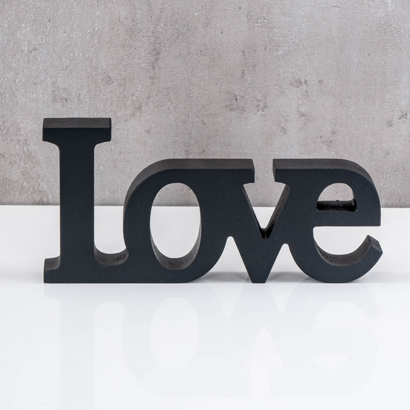Love Home Relax Schriftzug Schwarz MDF Holz Deko Aufsteller Tischdeko Wohnkultur