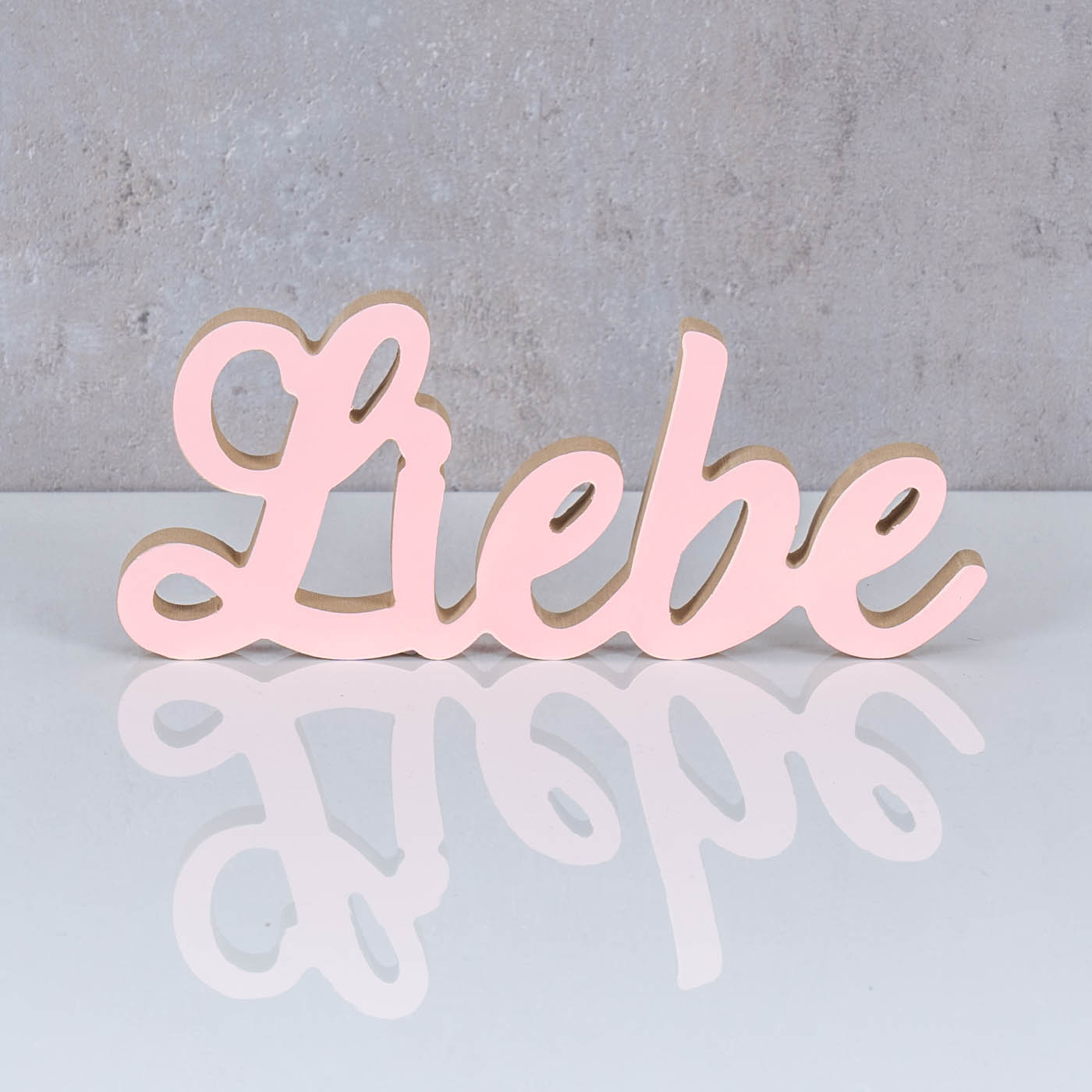 Schriftzug Liebe L22cm Pastell Rosa Holz Tischdeko Deko Aufsteller Wohndeko