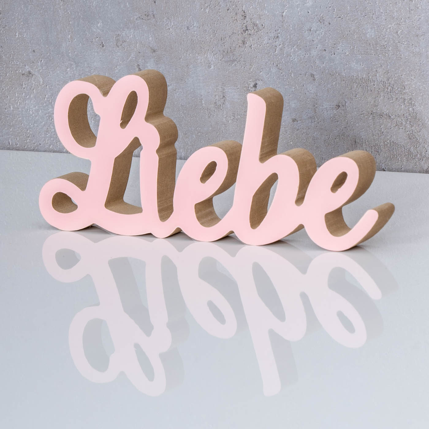 Schriftzug Liebe L22cm Pastell Rosa Holz Tischdeko Deko Aufsteller Wohndeko
