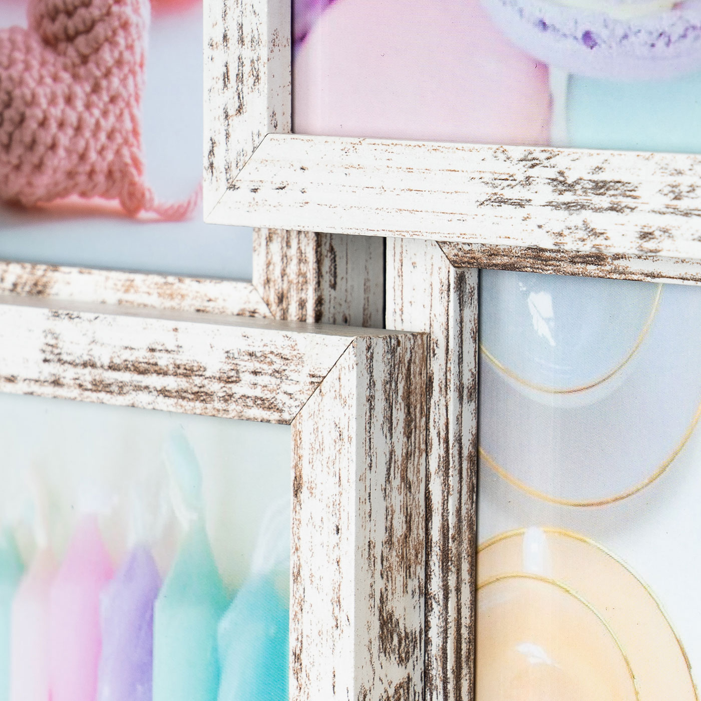 levandeo Bilderrahmen Collage 28x28cm 4 Fotos 10x15 Shabby Chic MDF Holz Glas