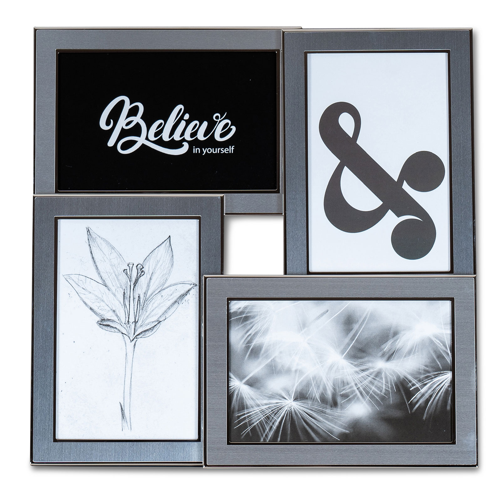 Fotoaufsteller 4 Fotos Silber Tischgalerie Fotorahmen Bilderrahmen Tischdeko