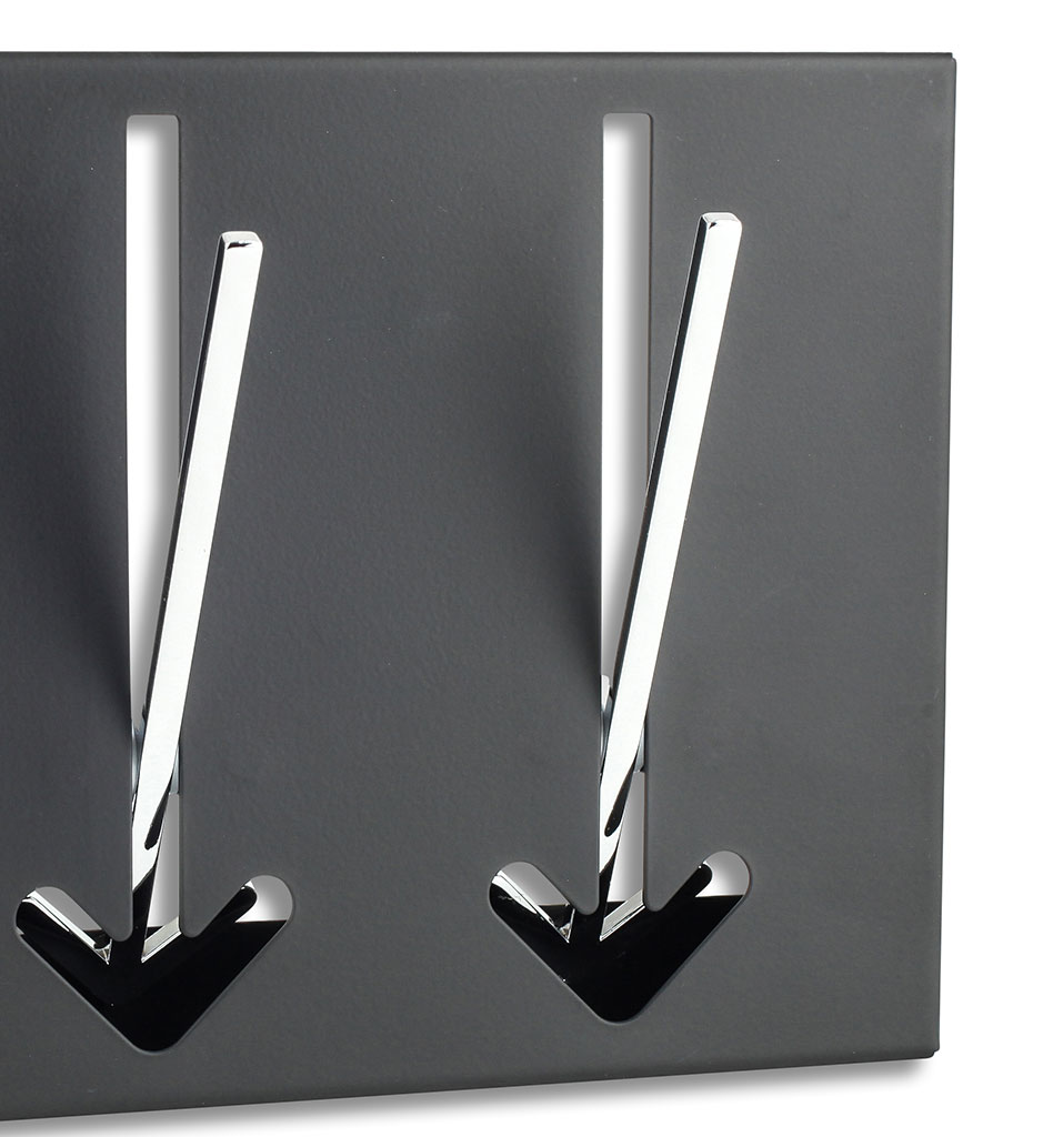 3 Wandhaken Pfeil Wandgarderobe schwarz Garderobe Metall Chrom Haken