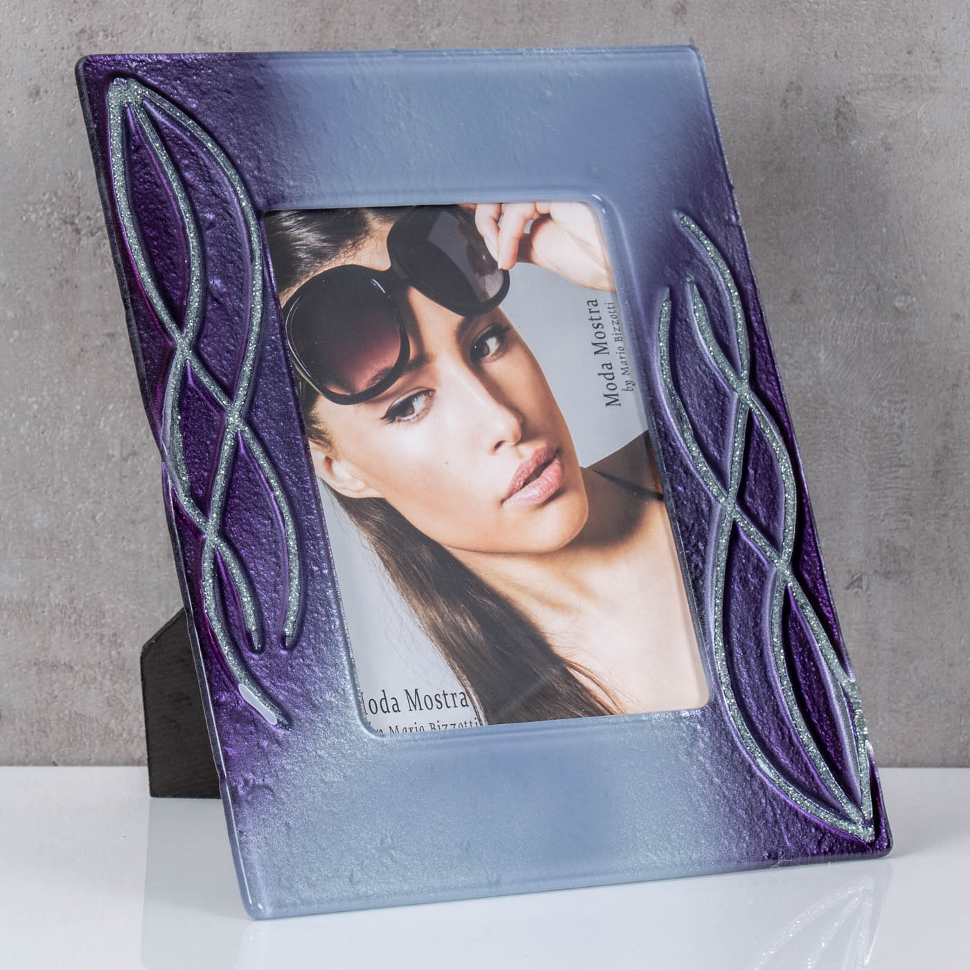 Design Bilderrahmen aus Glas violett - Fotorahmen hochwertiges Unikat