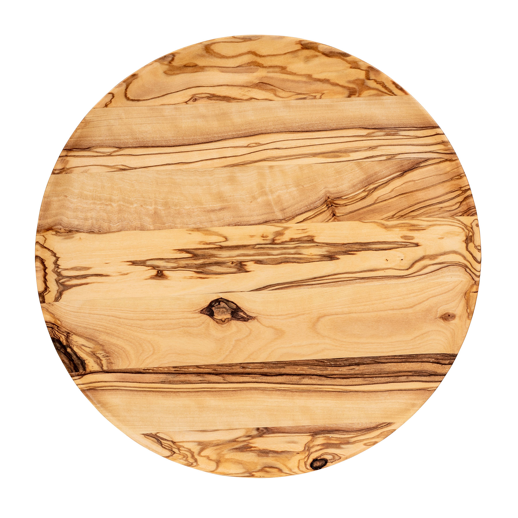 Runder Teller Holz 25x25cm Olivenholz Holzteller Natur Unikat Küche Tischdeko