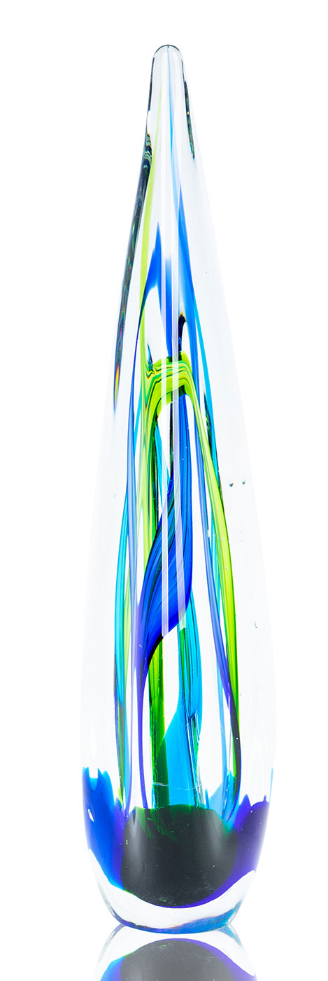 Designer Skulptur 34cm Hoch Glas Design Glasskulptur Glasdeko Blau Grün Unikat