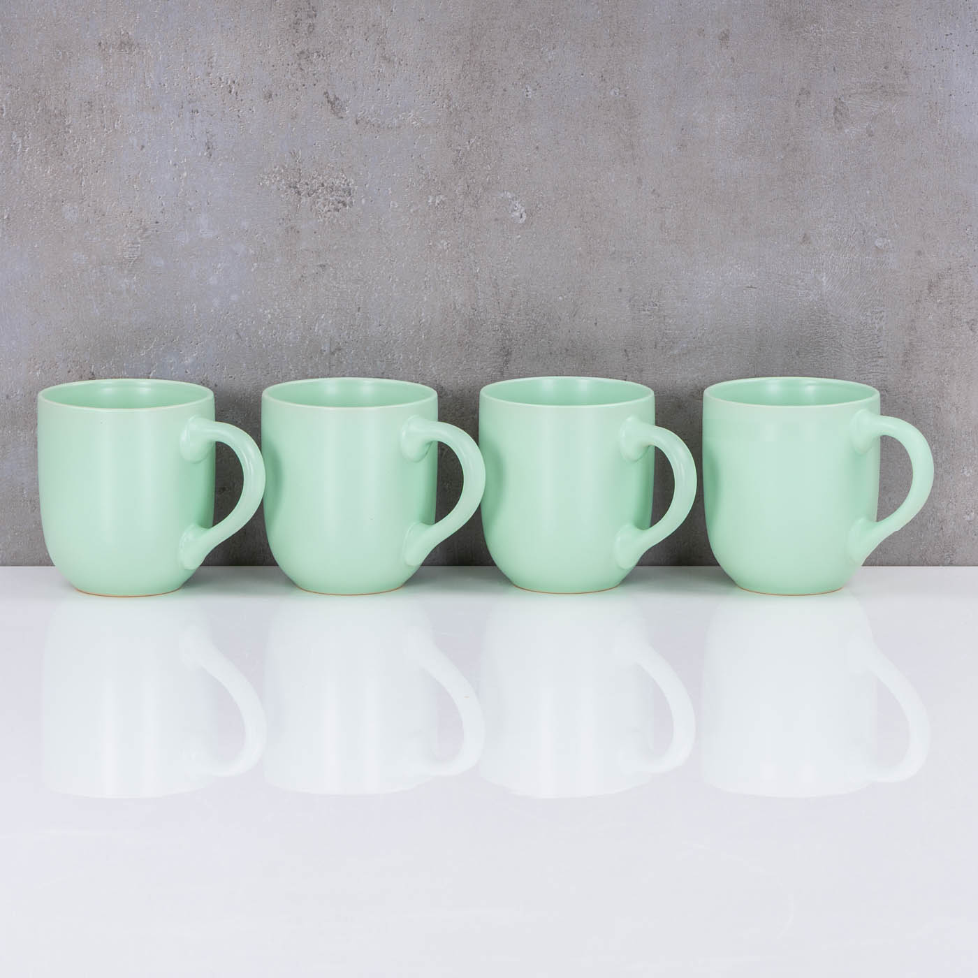 4er Set Steingut Tassen 300ml Pastellgrün Grün Kaffeetasse Kaffeebecher Design