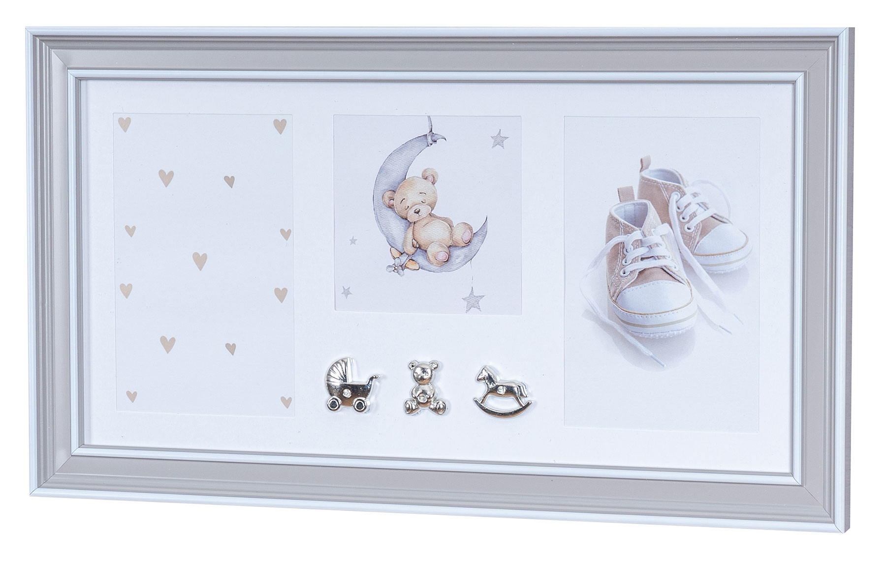 Bilderrahmen 39x22cm 3 Fotos Baby Kinder Fotorahmen Fotogalerie Collage Glas