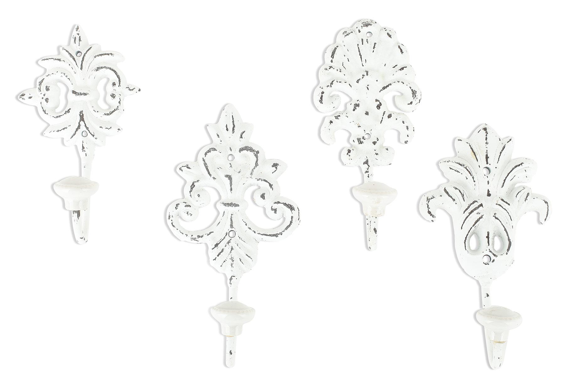 4er Set Haken Wandhaken Wandgarderobe Garderobe Eisen Shabby Chic Vintage