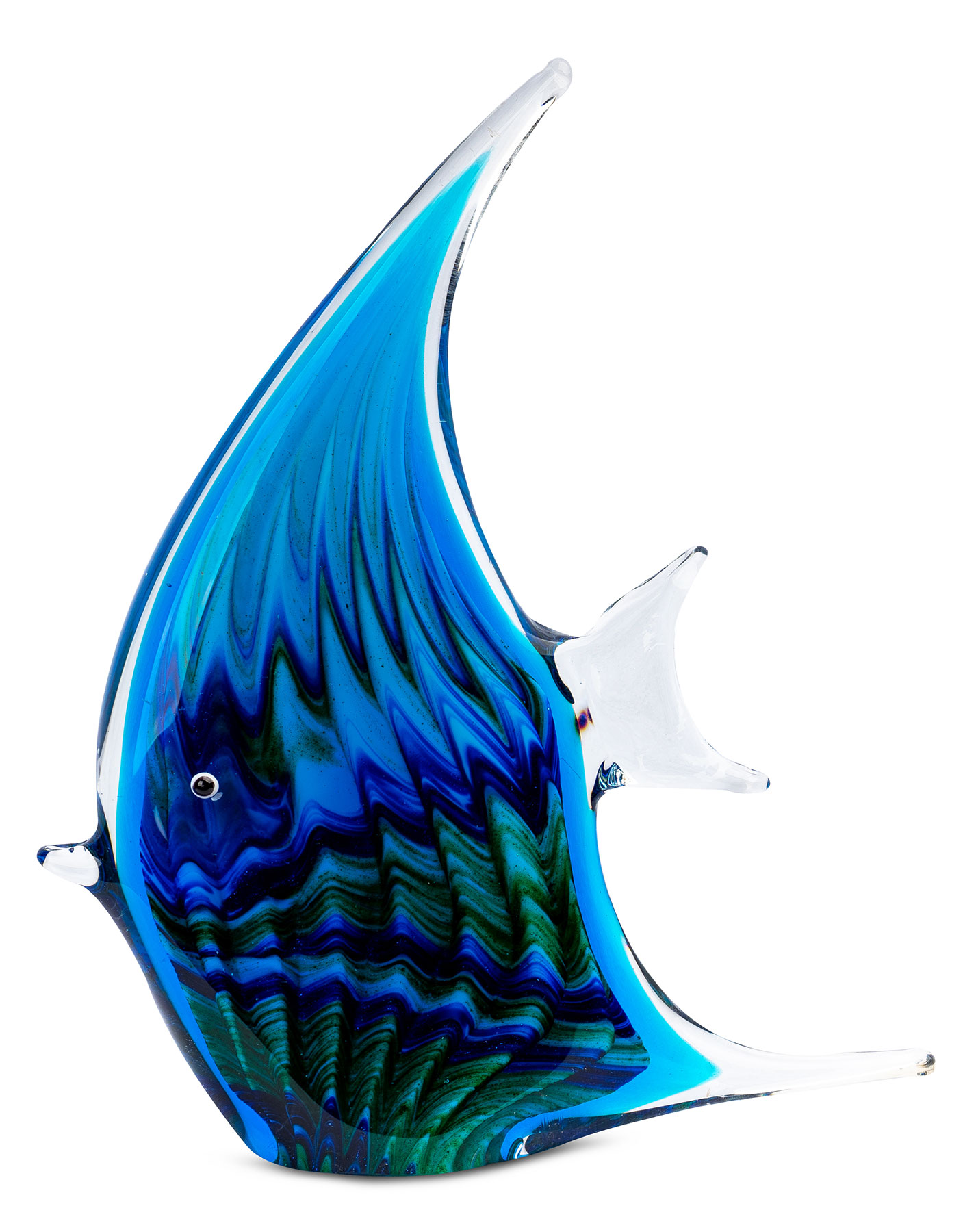 levandeo Glas Skulptur BxHxT 16x21x4cm Glasfigur Fisch Glaskunst Blau Maritim