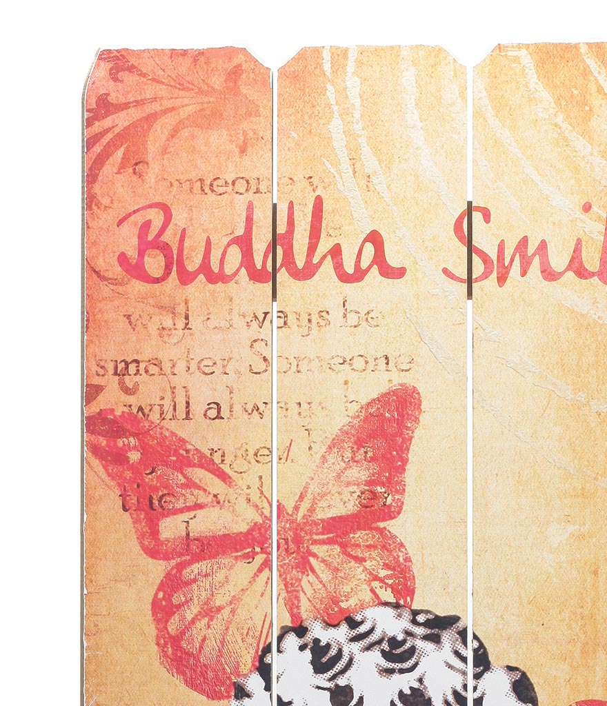 Holzschild Buddha Smile Holzbild Dekoschild Shabby Vintage Wandschild