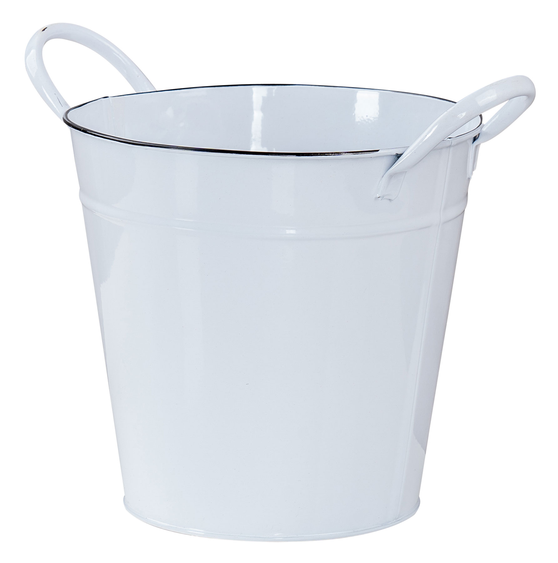 Pflanztopf Metall Eimer 18cm Weiß Blumentopf Pflanzkübel Garten Deko Blumenkübel