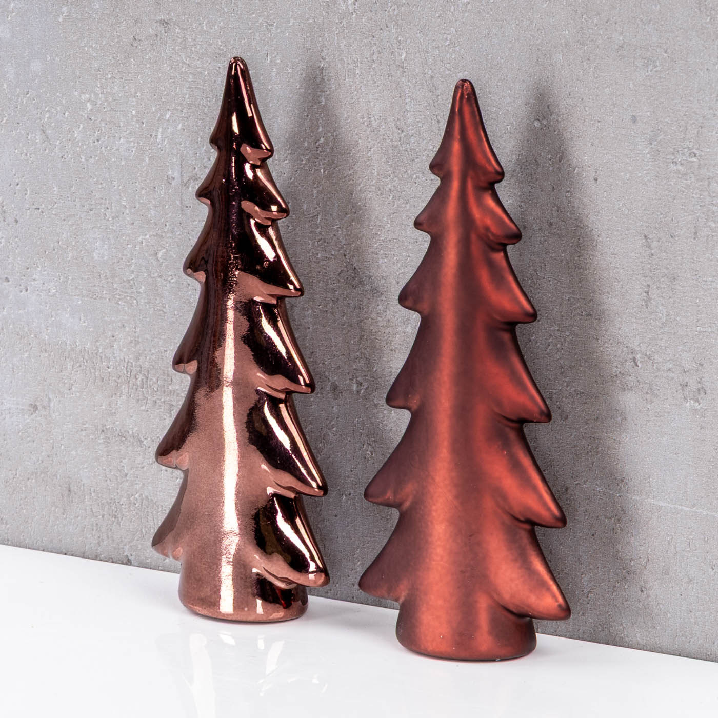2er Set Tanne Deko Aufsteller H15cm Porzellan Bordeaux Rot Tischdeko Weihnachtsdeko