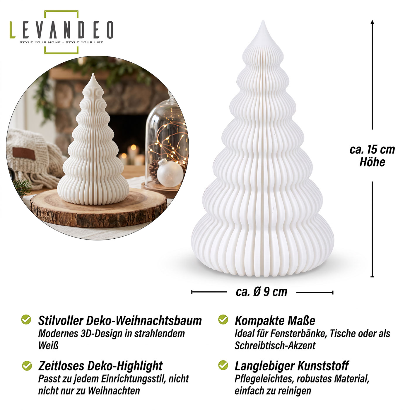 Deko Tannenbaum 3D Weihnachtsbaum H15cm Japandi Tischdeko Weihnachten Skandi