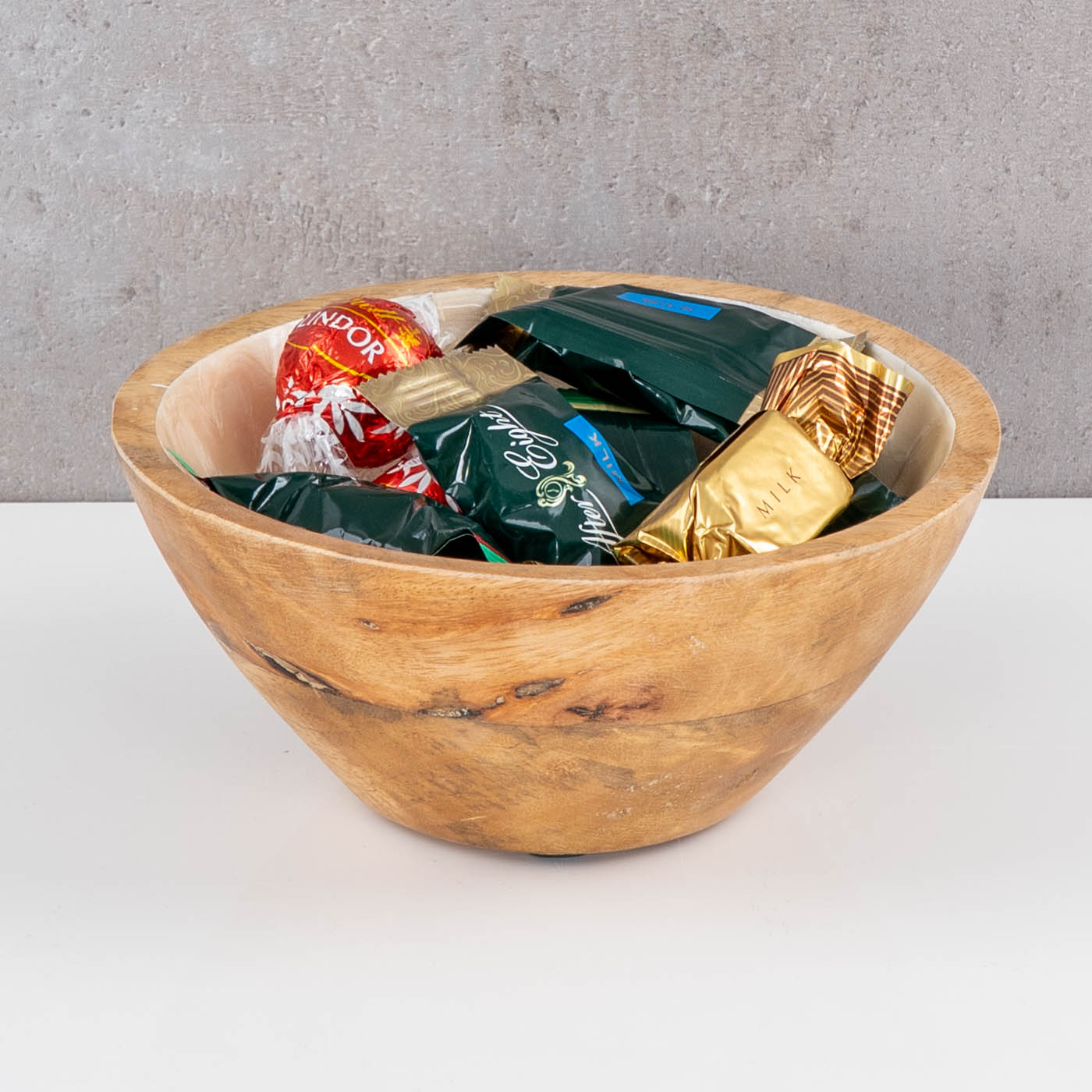 Schüssel 15cm Mango Holz Creme Perlmutt Emaille Schale Bowl Salatschüssel Deko