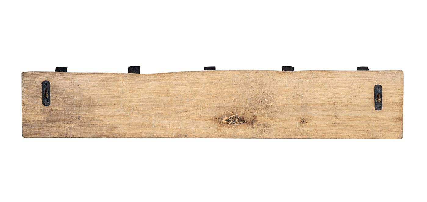 Garderobe Holz L55cm Hakenleiste 5 Haken Eiche Wanddeko Deko Kleiderhaken Natur