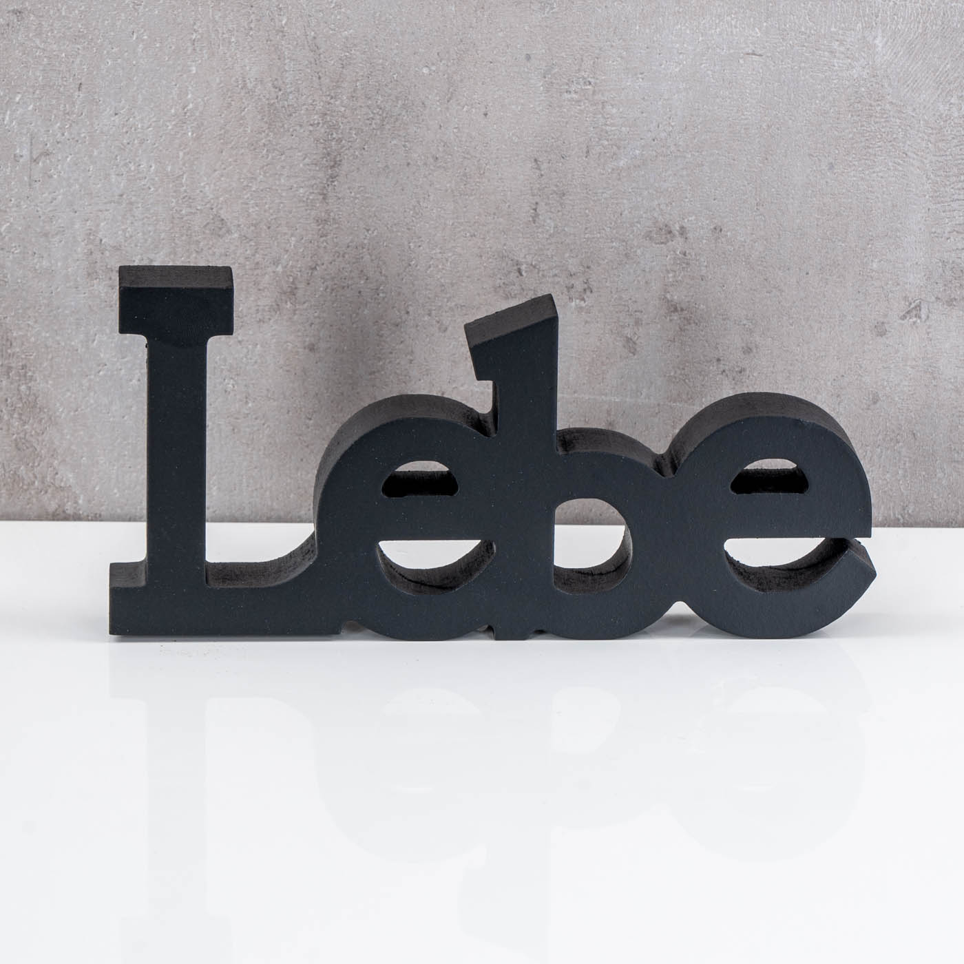 3er Set Schriftzug Lebe Liebe Lache Schwarz MDF Holz Deko Aufsteller Tischdeko