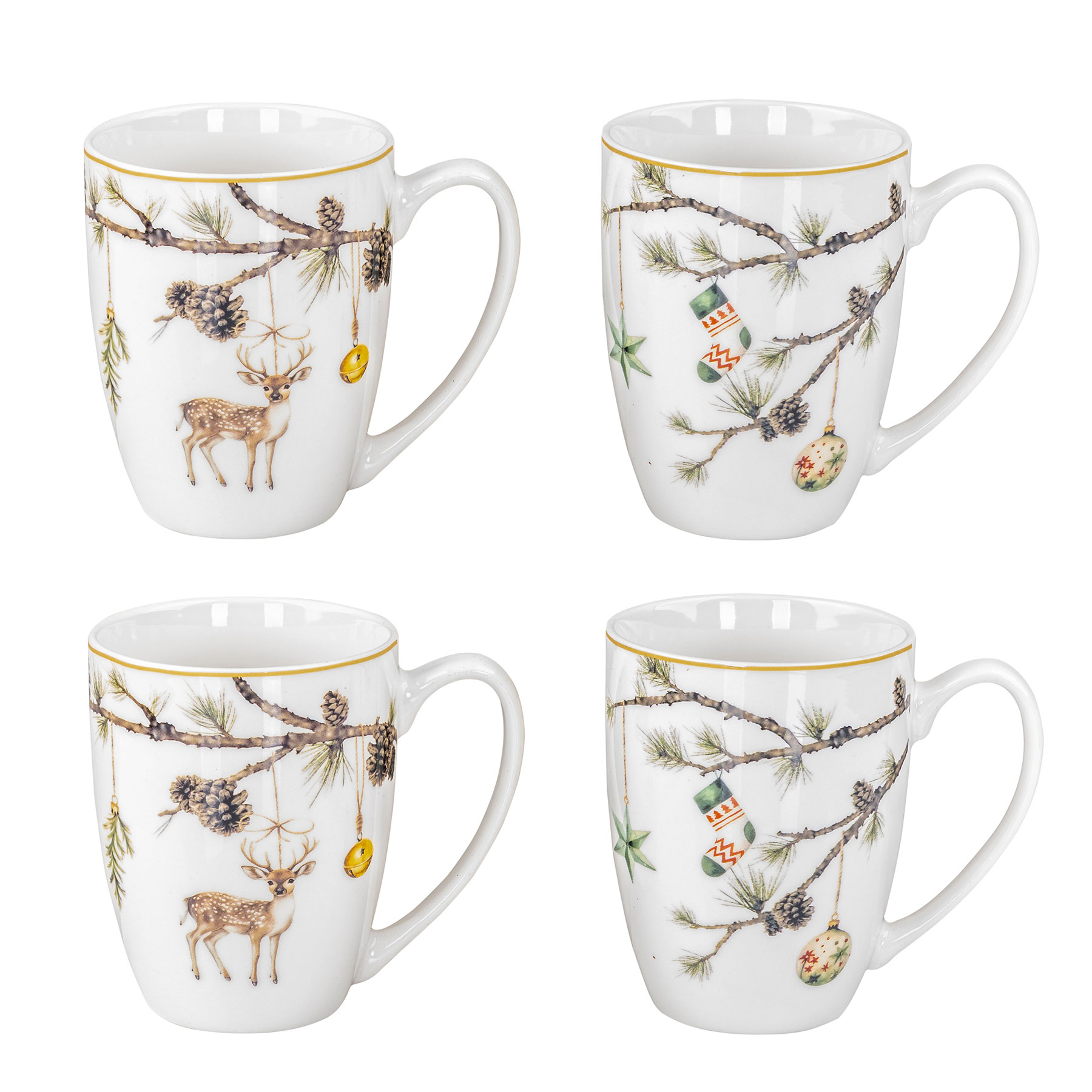 Weihnachtstassen 4er Set Becher Porzellan 350ml Weihnachten Kaffee Tee Getränk