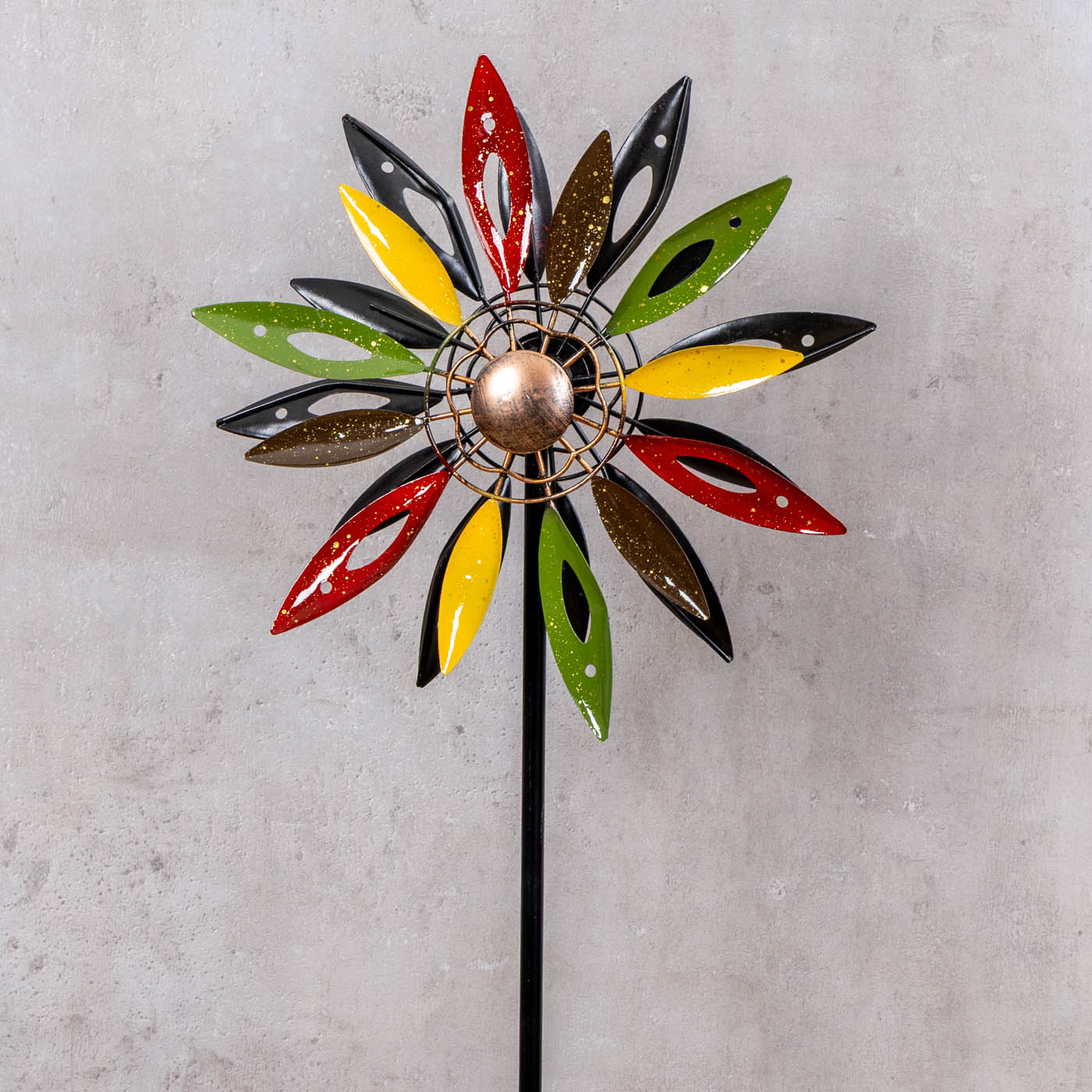 Gartenstecker Metall Windrad H120cm Blume Bunt Gartendeko Windmühle Windspiel