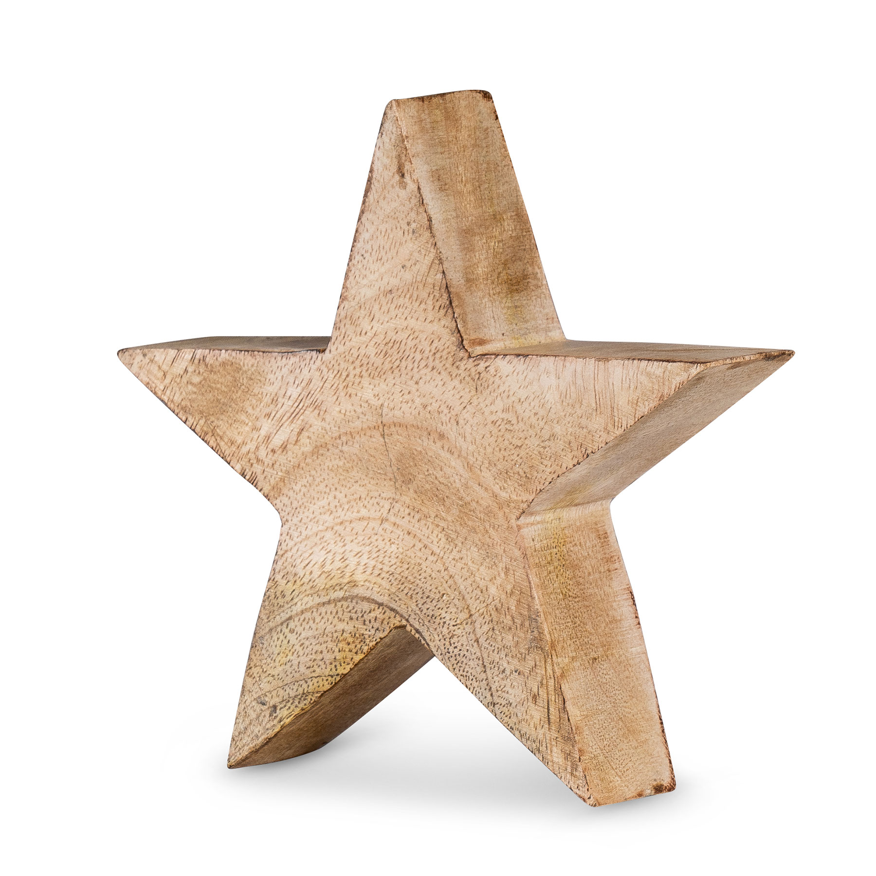 Stern Holzstern Mango 14cm Mangoholz Braun Natur Deko Tischdeko Holzdeko
