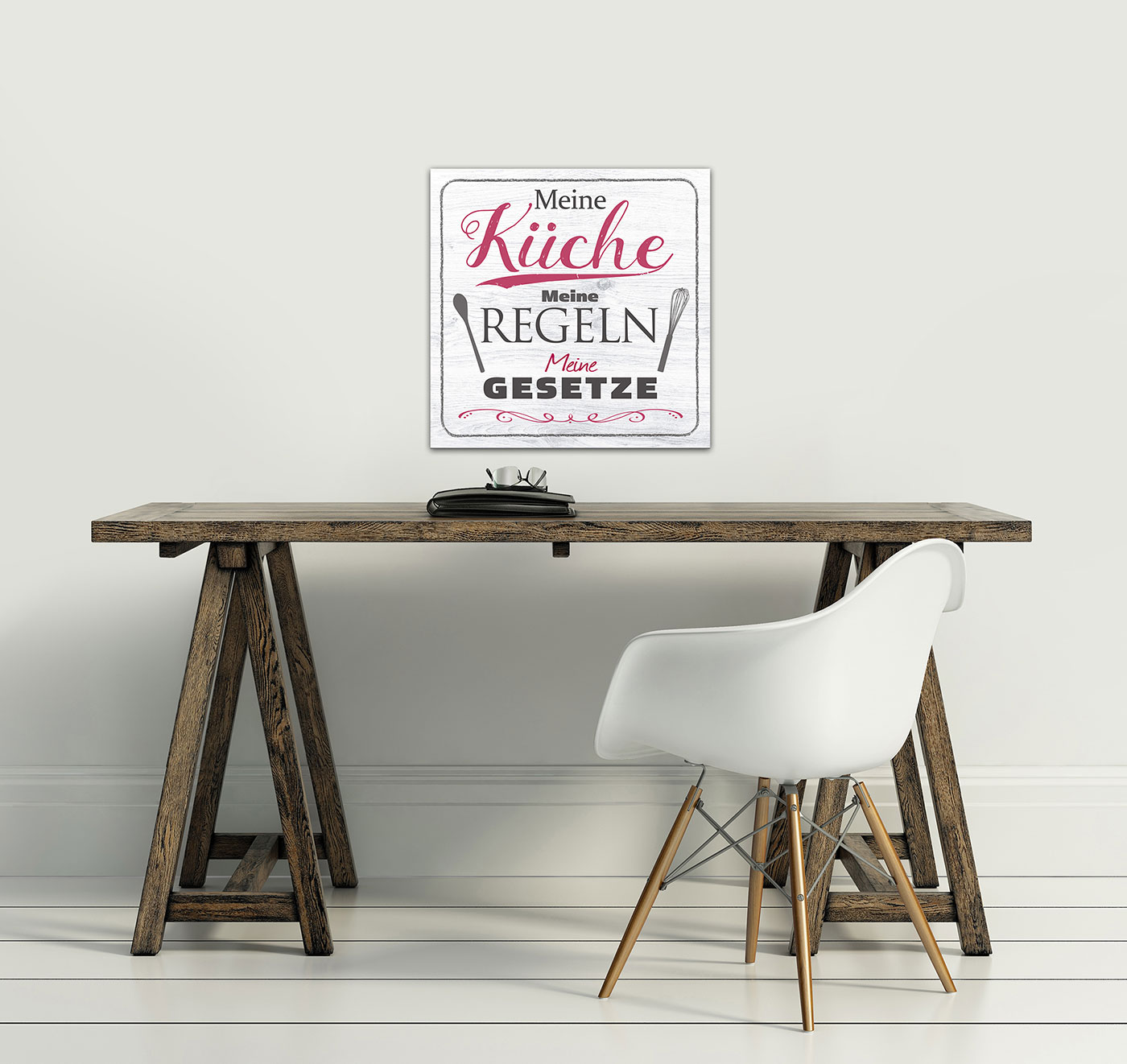 Wandbild 20x20cm Küche Küchenschild Spruch Regeln Deko Wandschild Bild Wanddeko