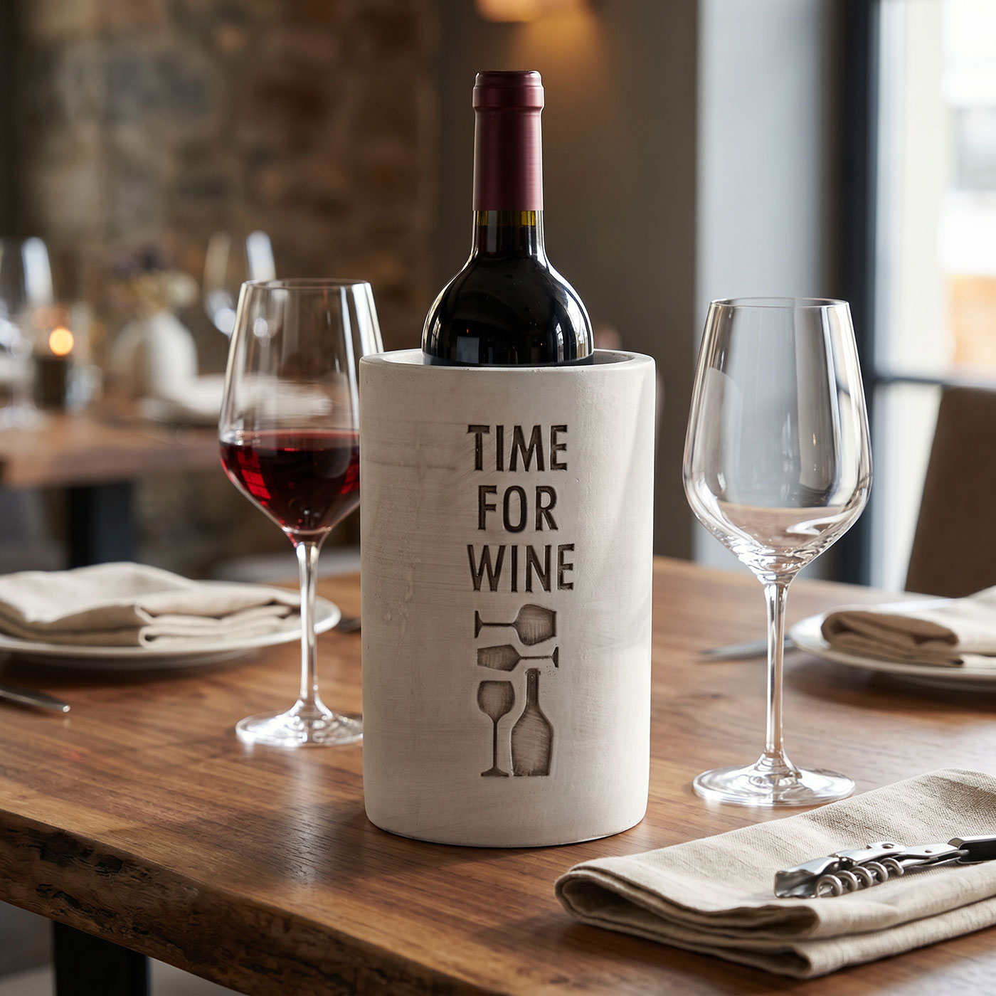 Beton Weinkühler Grau H21cm Flaschenkühler Time For Wine Sektkühler Tischdeko