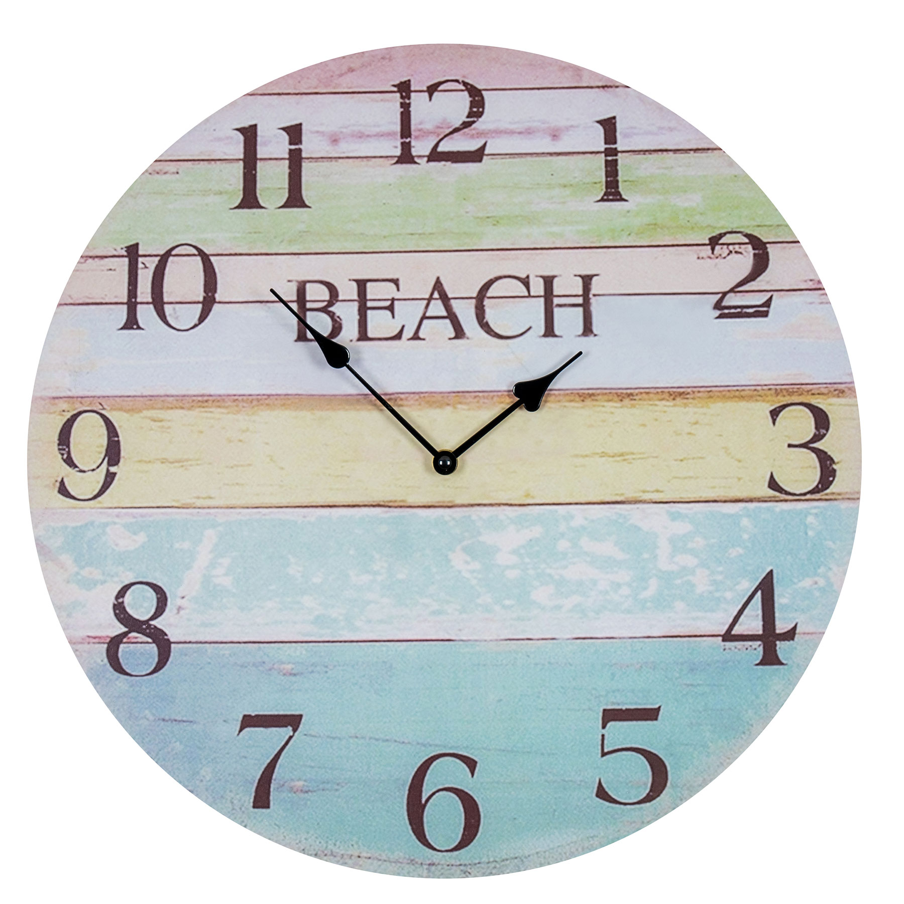 Wanduhr D45cm Beach Bunt Holz Uhr Maritim Wanddeko Strand Sommer Rainbow Deko