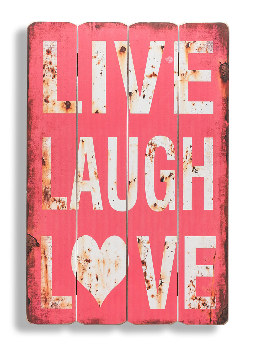 Holzschild Wandbild Live Laugh Love Holzbild Wandobjekt Dekoration