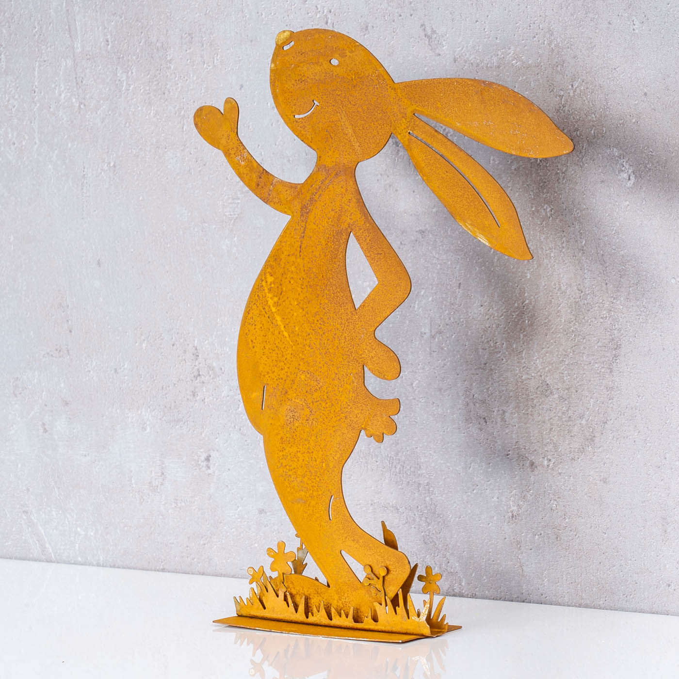 Hase H24cm Rost Metall Aufsteller Tischdeko Osterhase Figur Metalldeko Rostdeko