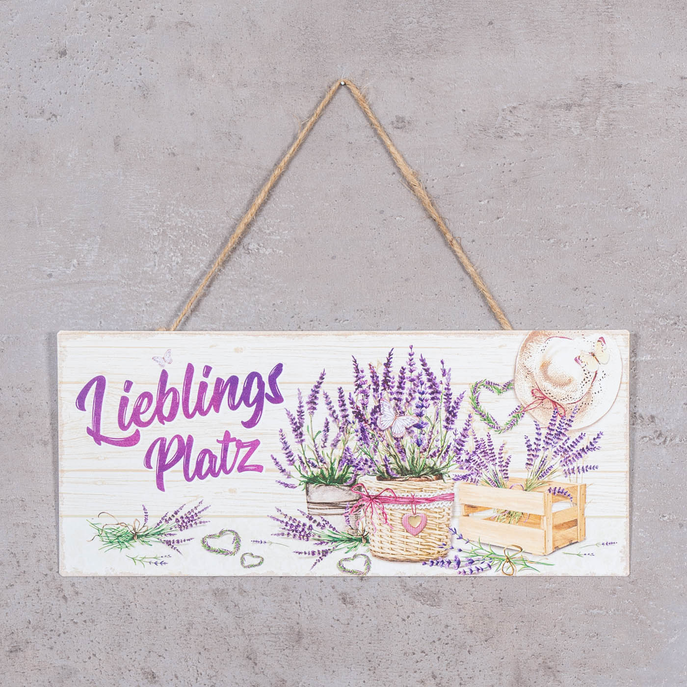 Metallschild Lieblingsplatz L30cm Lavendel Violett Wandbild Wanddeko Türschild