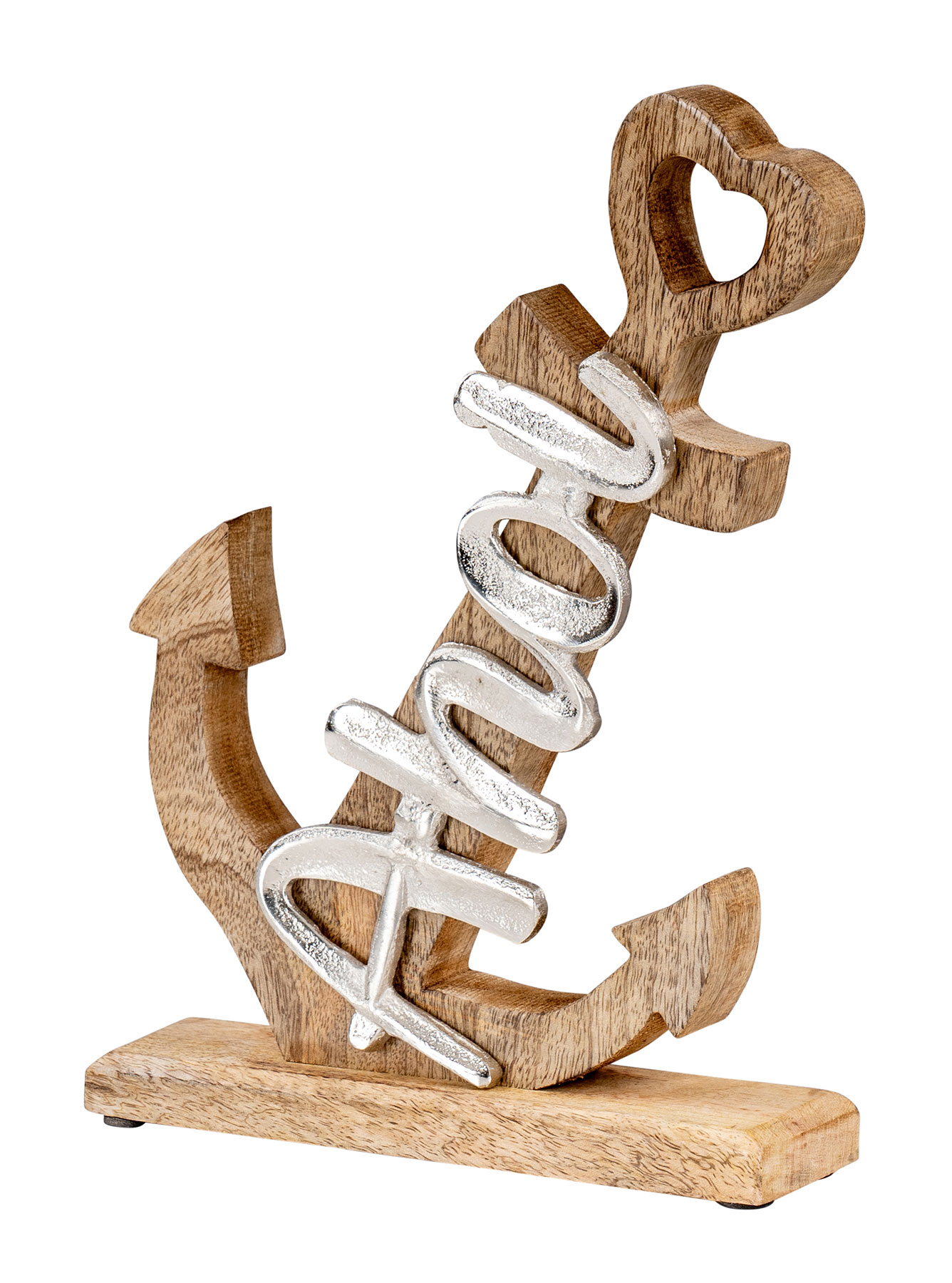 Anker Skulptur H28cm Silber Mango Holz Tischdeko Aufsteller Geschenk Maritim