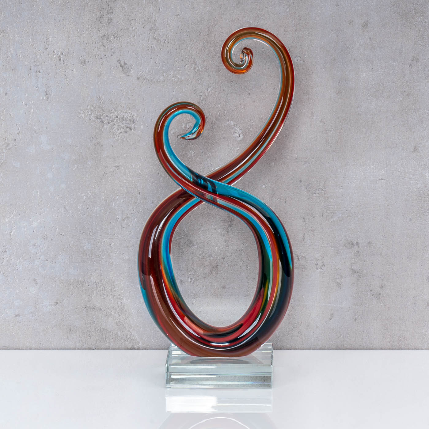 Skulptur H28cm Glas Glasdeko Blau Rot Deko Design Figur Unikat Tischdeko Geschenk