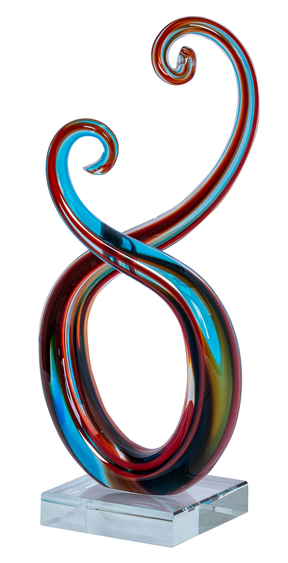 Skulptur H28cm Glas Glasdeko Blau Rot Deko Design Figur Unikat Tischdeko Geschenk