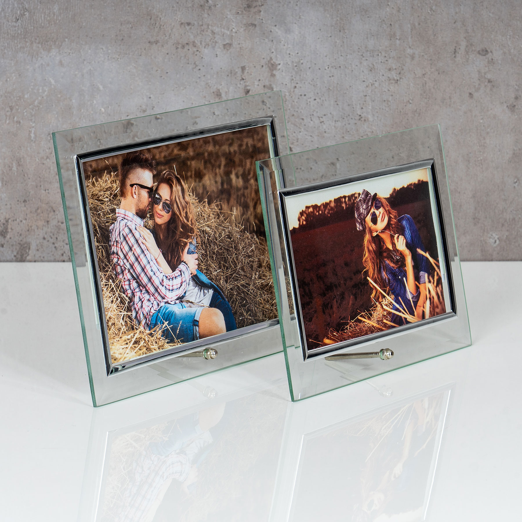 2er Set Bilderrahmen Glas 10x15cm 13x18cm Fotorahmen Bild Tischdeko