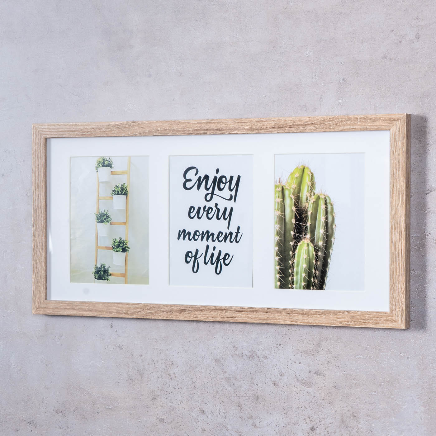 Bilderrahmen für 3 Fotos 13x18cm Eiche gekälkt Holz MDF Portrait Glasscheibe