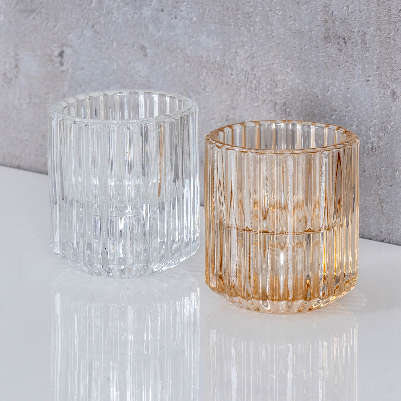 2er Set Kerzenständer Stabkerzen Glas Transparent 2in1 Kerzenhalter Tischdeko