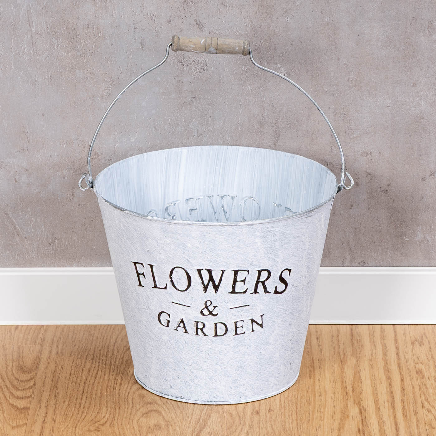 Eimer H21cm Metall Garten Pflanztopf Blumenkübel Vintage Shabby Chic Gartendeko