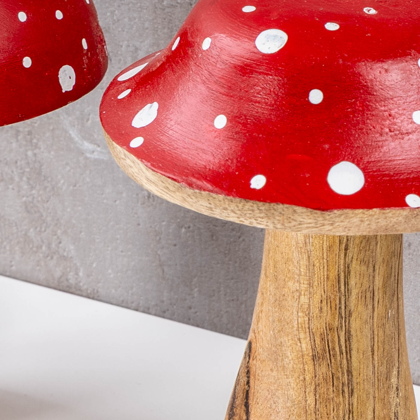 2er Set Deko Fliegenpilz Holzdeko Mango Braun Rot Tischdeko Herbst Herbstdeko