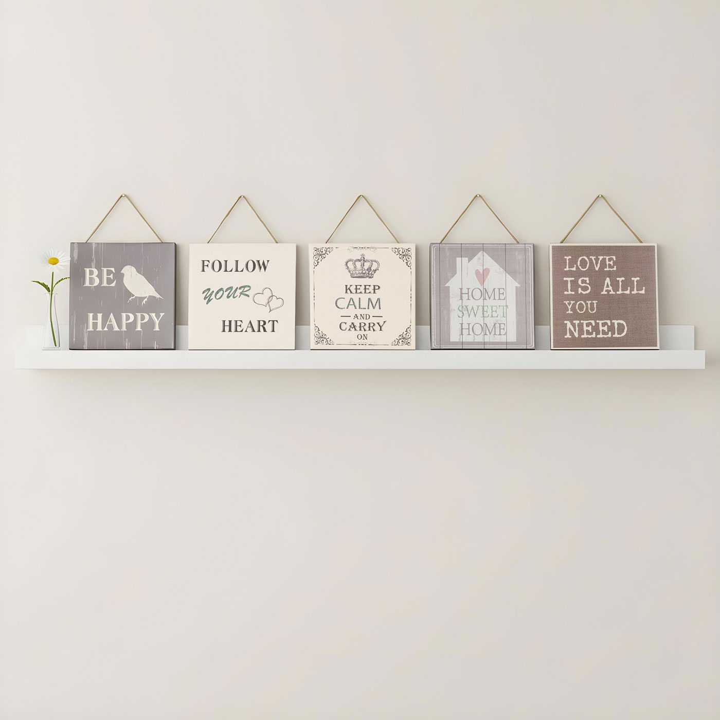 5er Set Wandbilder 20x20cm Motivationsbilder Shabby Chic Vintage Wanddeko Sprüche