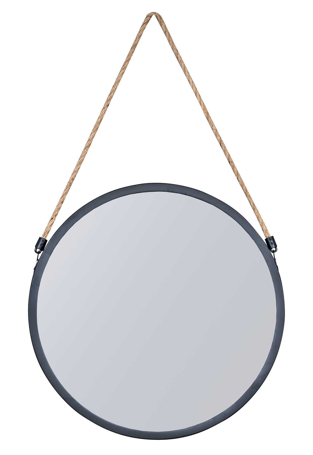 Spiegel 30cm Rund Schwarz Metall Jute Wandspiegel Flurspiegel Wanddeko Deko