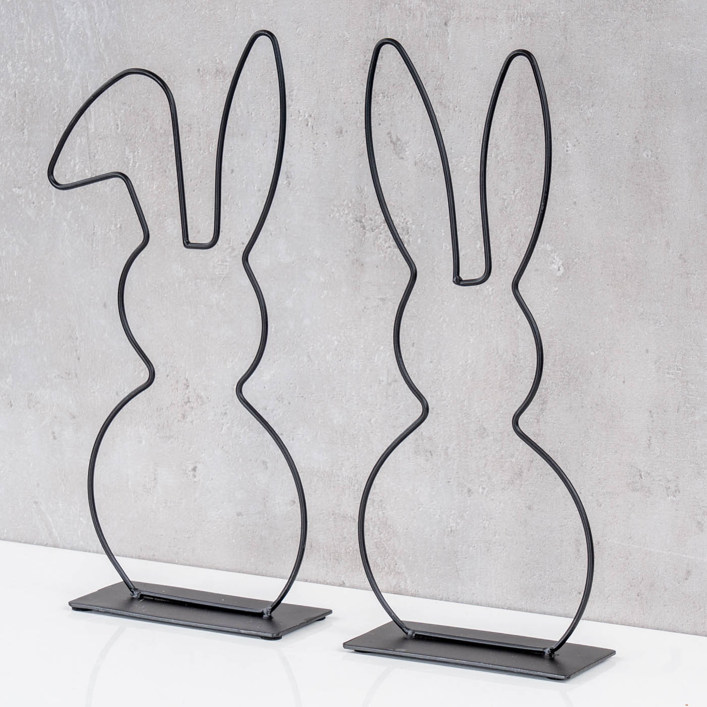 2er Set Aufsteller Hase Metall H30cm Schwarz Osterdeko Tischdeko Frühlingsdeko