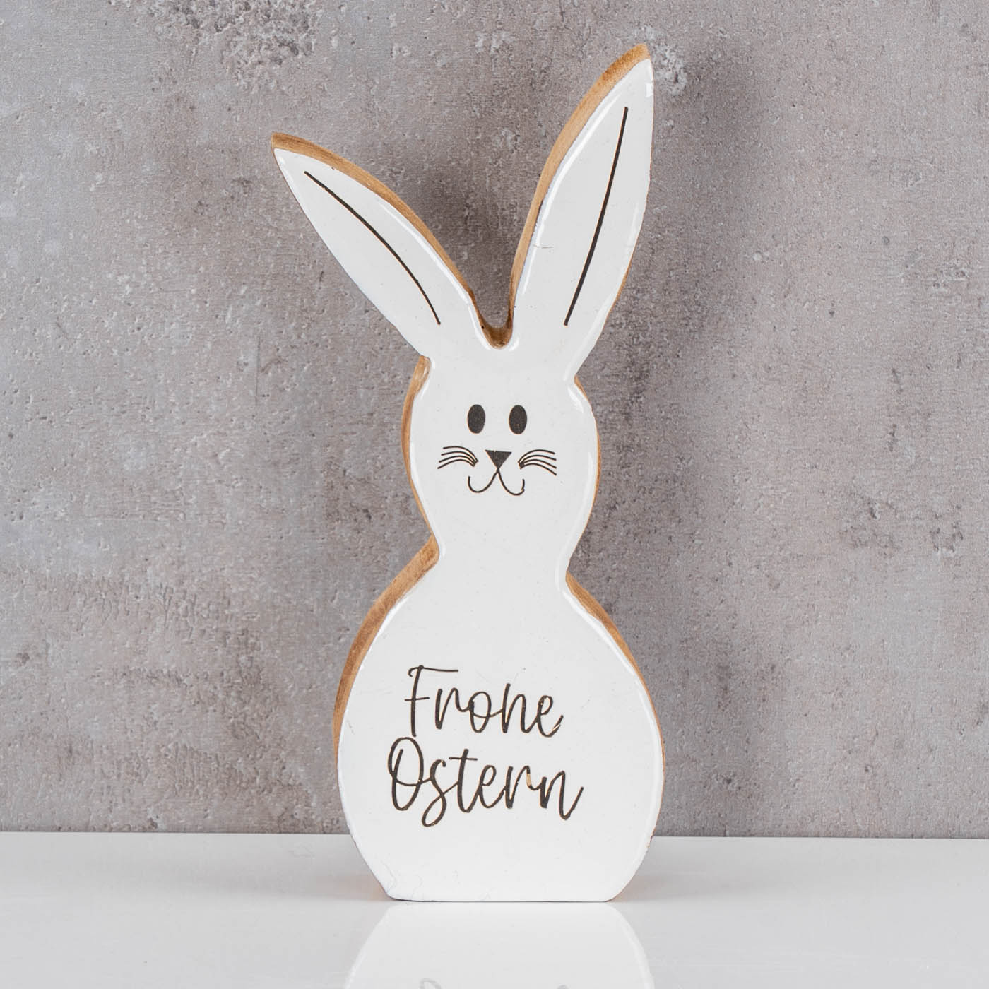 Deko Aufsteller Hase H21cm Mango Weiß Natur Braun Tischdeko Osterhase Osterdeko
