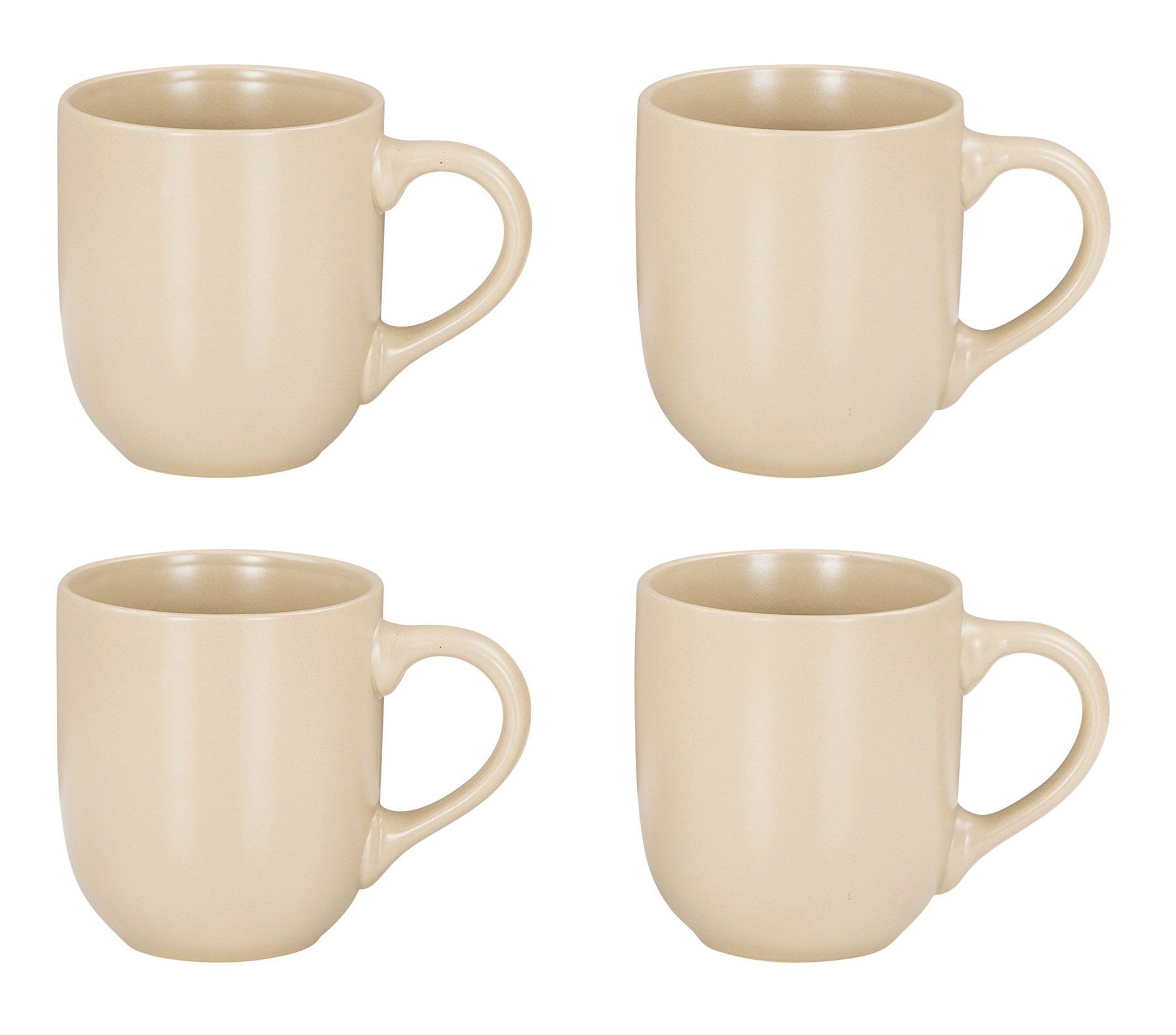 4er Set Steingut Tassen 300ml Beige Creme Kaffeetasse Kaffeebecher Sand Design