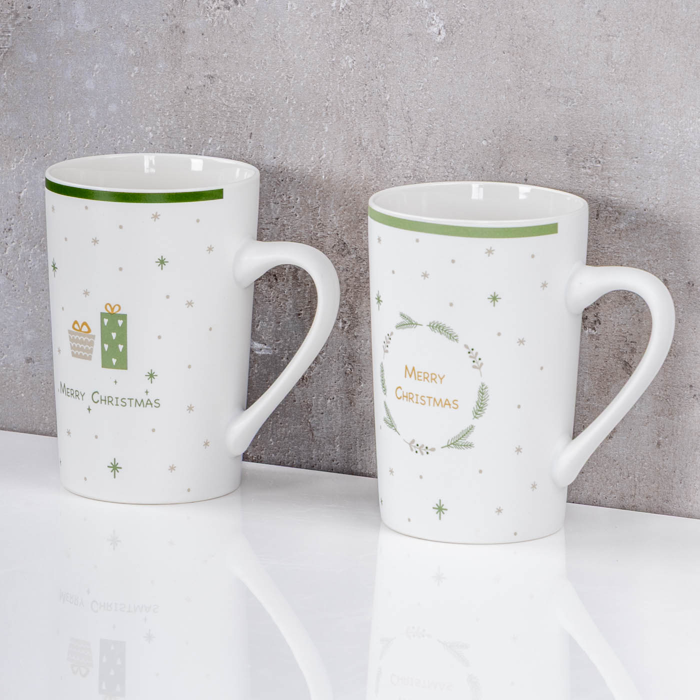 Tassen Set Weihnachten 2er Porzellan Kaffeebecher Merry Christmas Motiv Geschenk