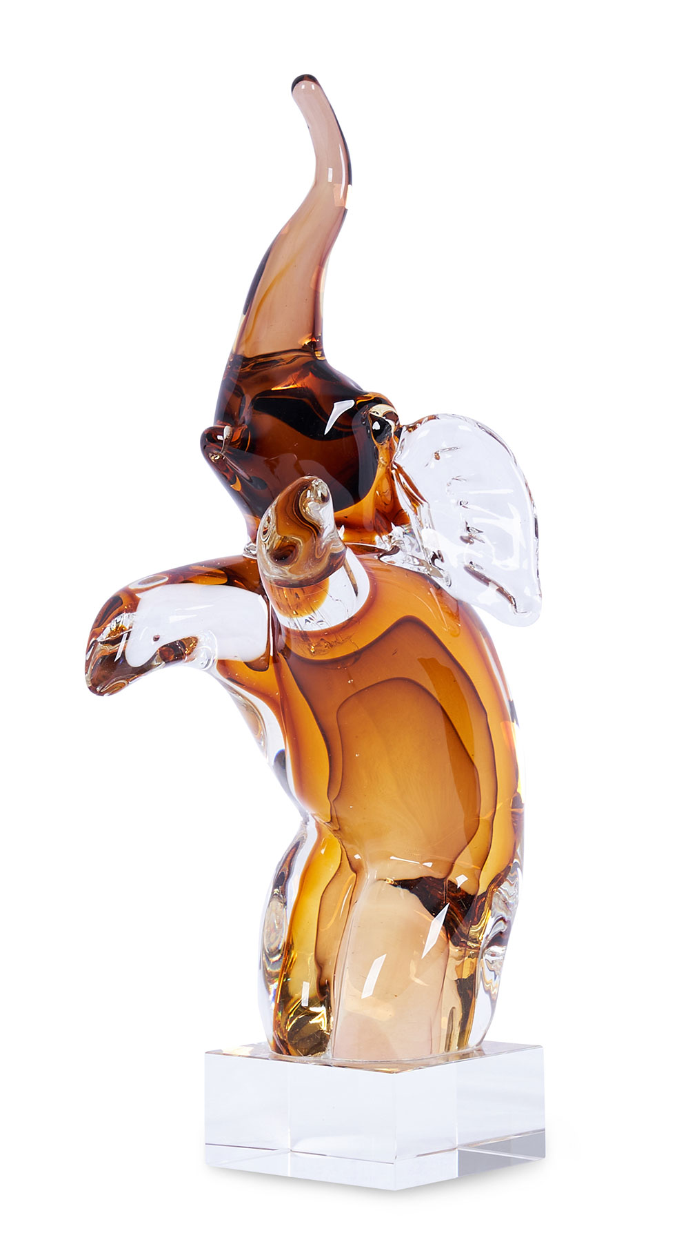 Designer Skulptur Elefant H36cm Glas Glasdeko Rot Orange Deko Unikat Geschenk