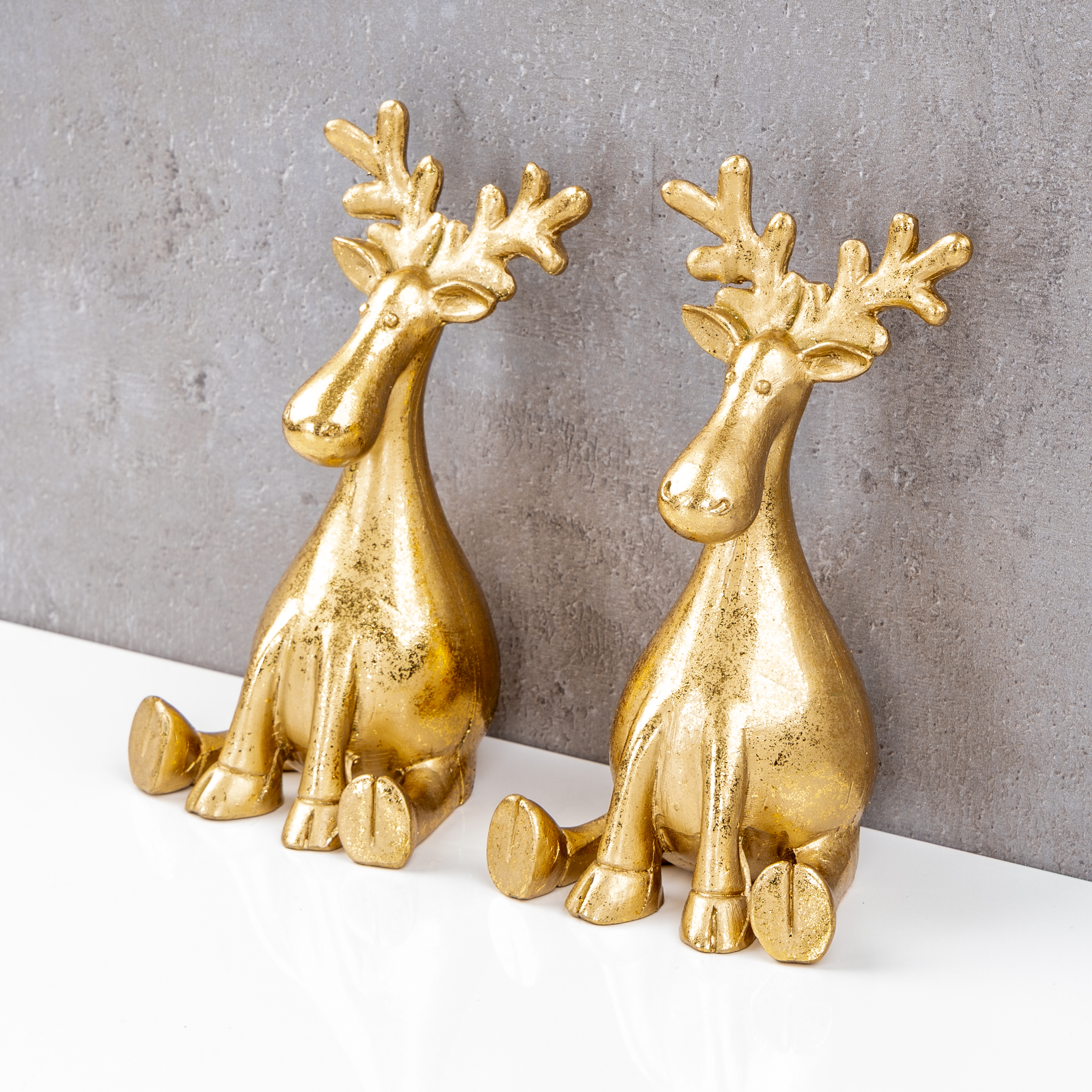 2er Set Rentiere Gold Deko Aufsteller Hirsche Tischdeko Weihnachtsdeko Figur