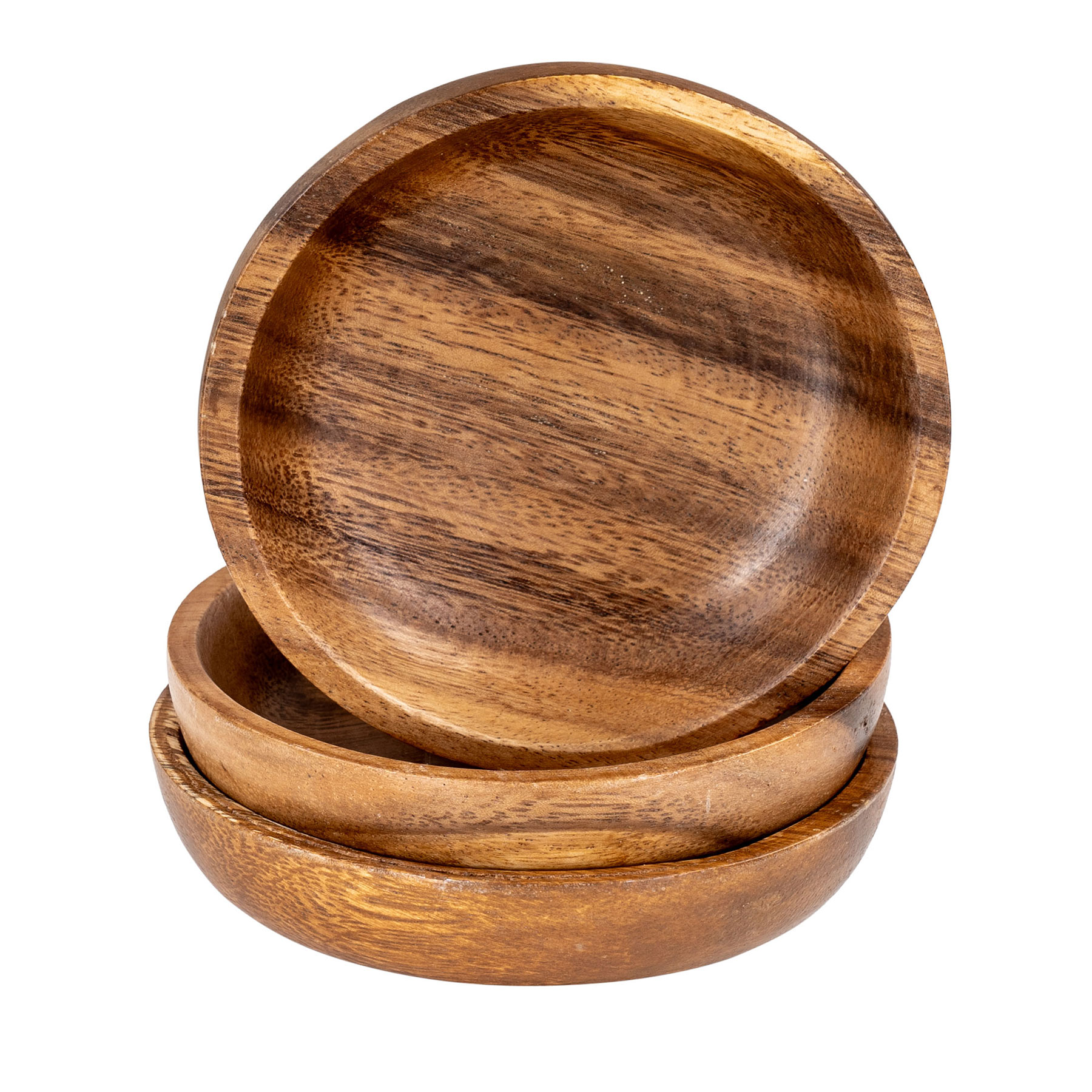 3er Set Teller Akazie Ø10cm Holzteller Dipschale Snackschale Dekoteller Unikat