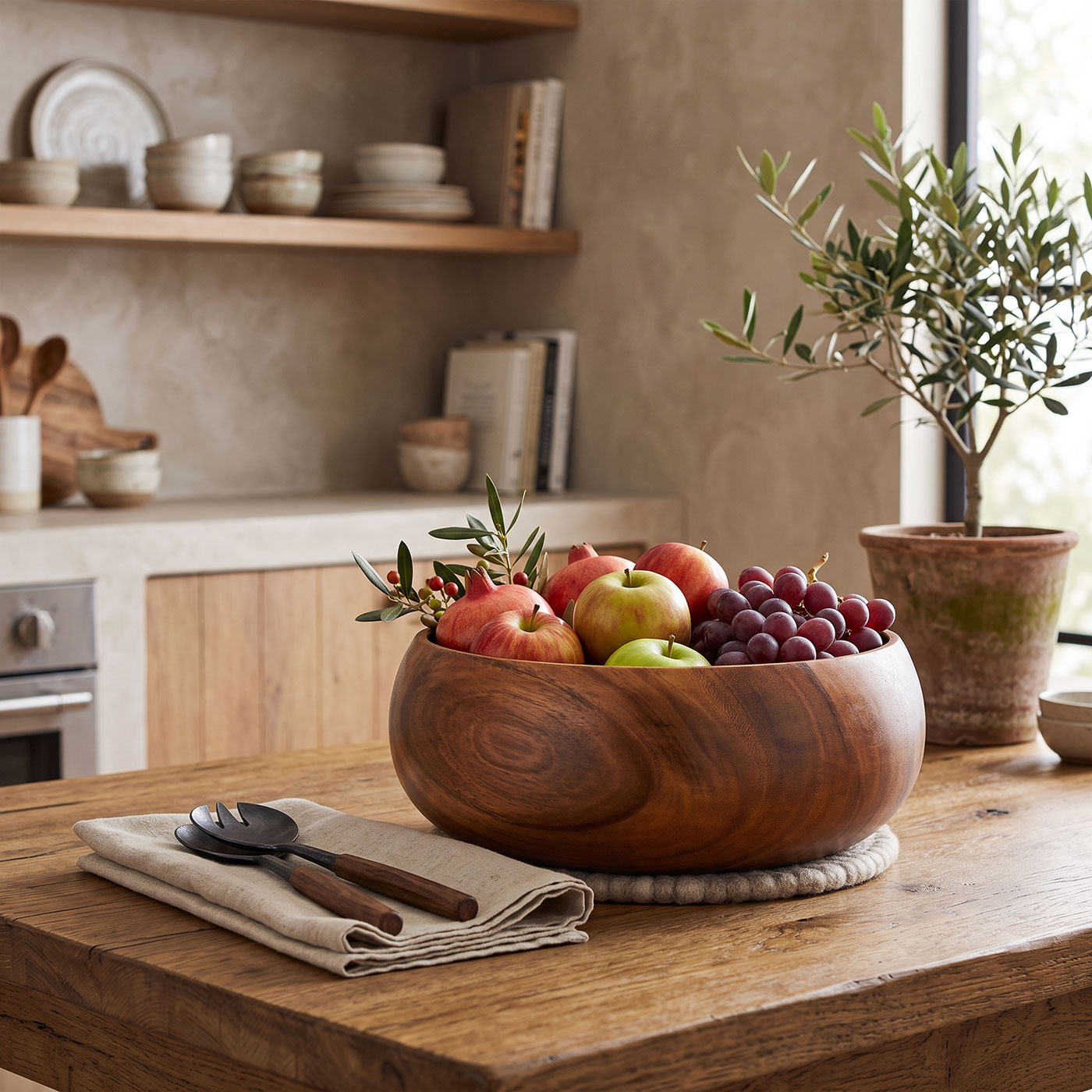 Holzschale Akazie 30x12cm  rund Schale Obstschale Deko Unikat