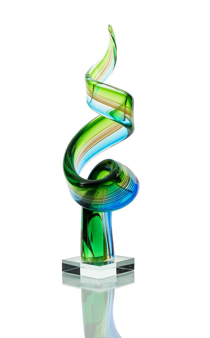Glas-Skulptur groß Designer Figur mit Glassockel Hochwertiges Unikat