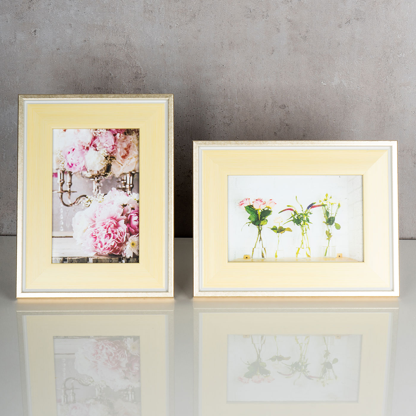 levandeo 2er Set Bilderrahmen Pastell Gelb 10x15cm Fotorahmen Glas Portrait Deko